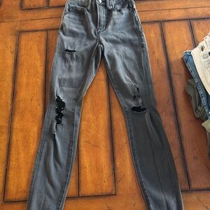 Good American - Good Waist Distressed Gray Women's Jeans